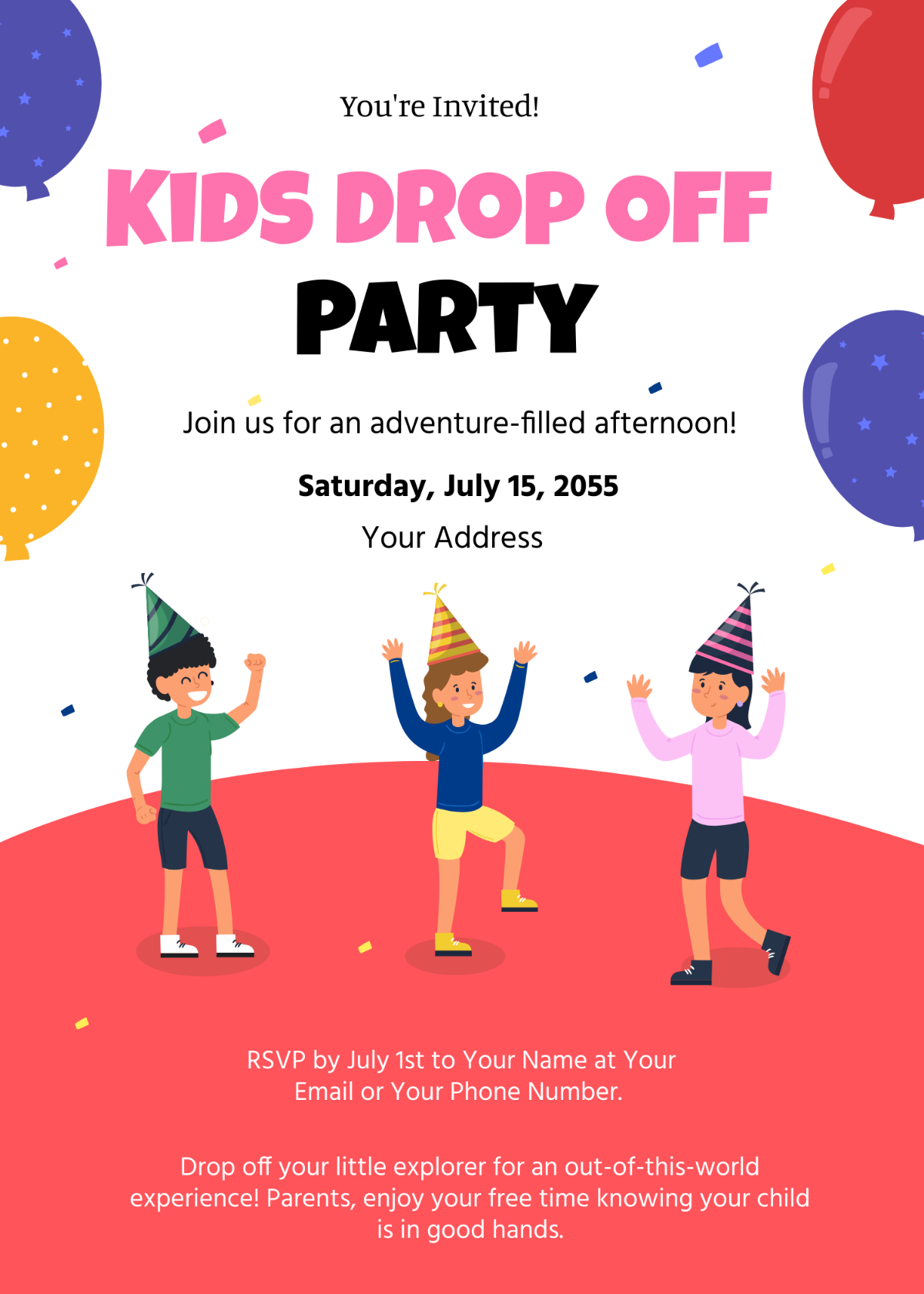 Kids Drop Off Party Invitation