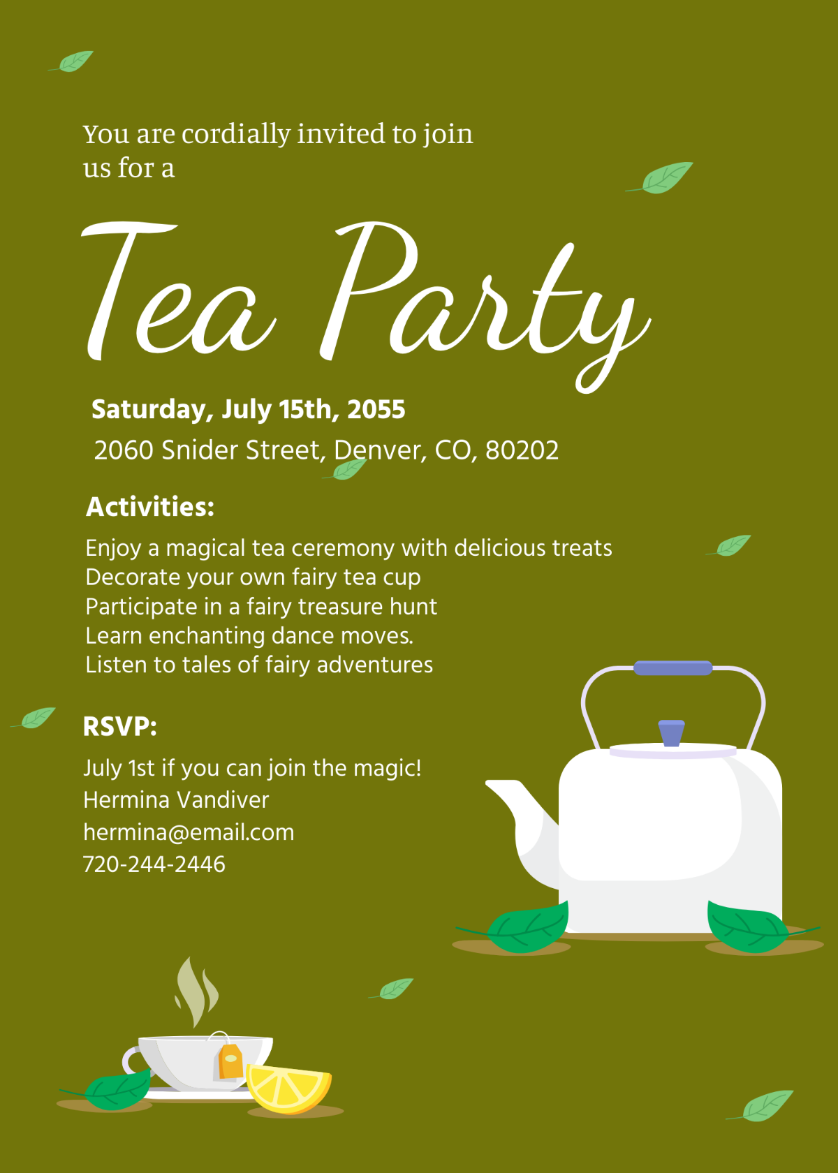 Tea Party Invitation For Kids