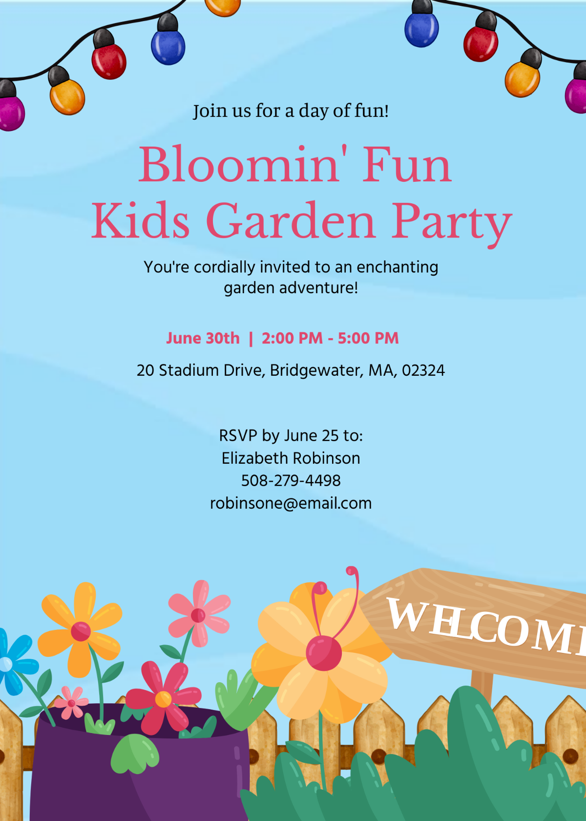 Kids Garden Party Invitation