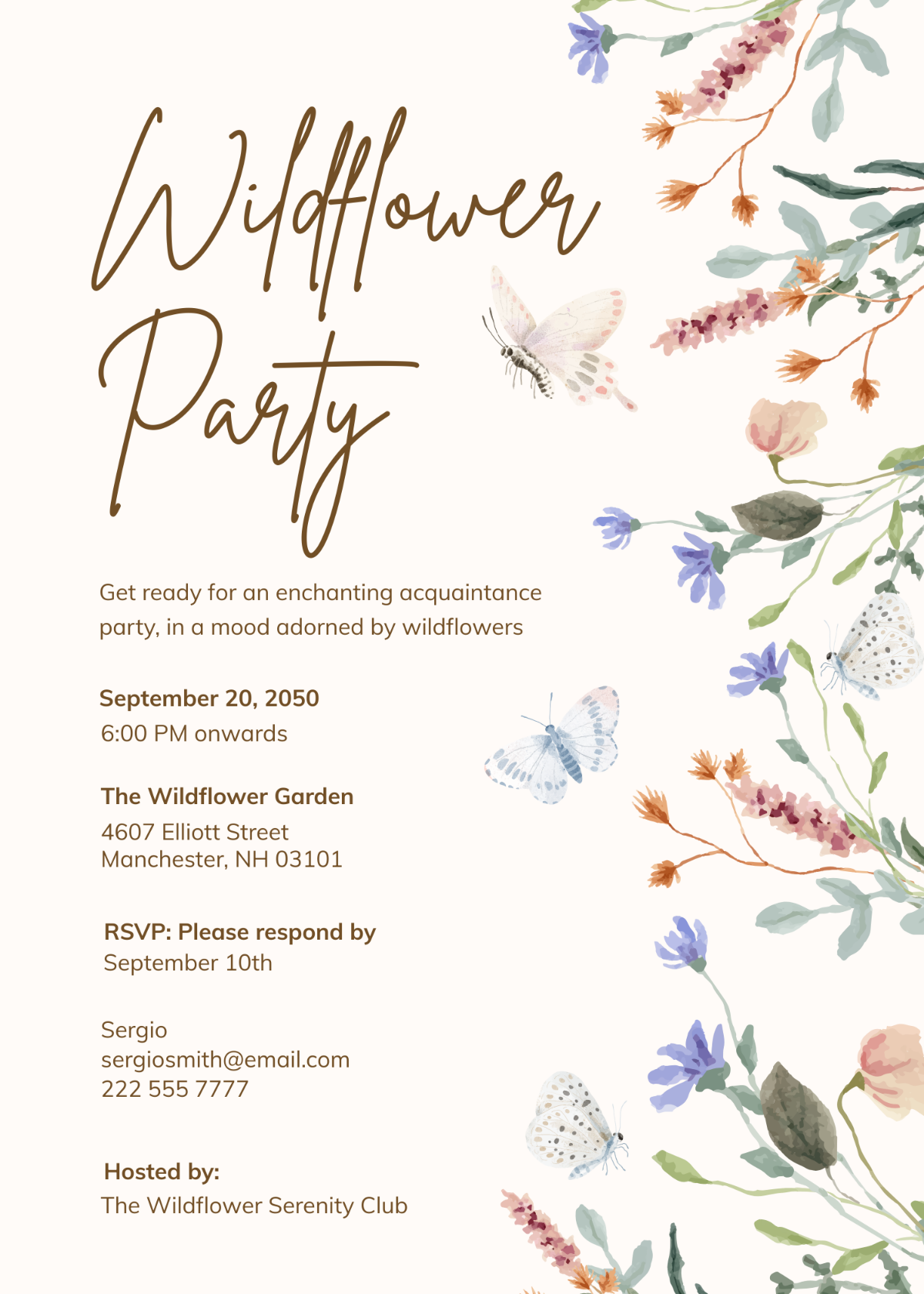 Wildflower Butterfly Invitation
