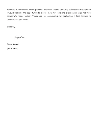 Free Experienced Application Cover Letter to Edit Online