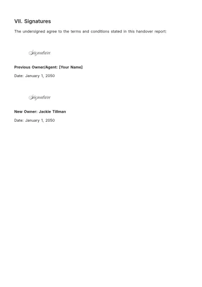 Free Property Handover Report Template to Edit Online