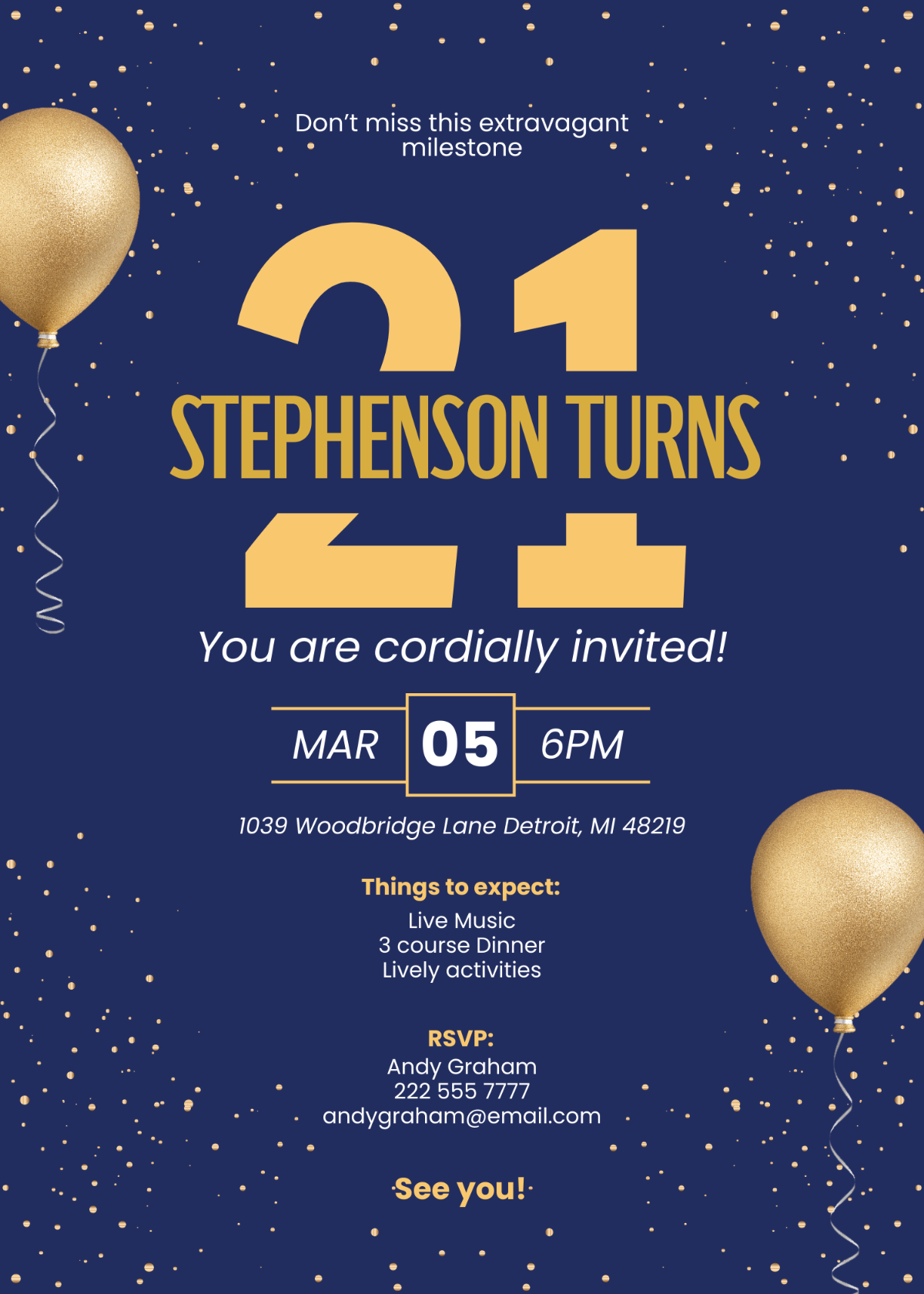 21st Birthday Invitation for Him