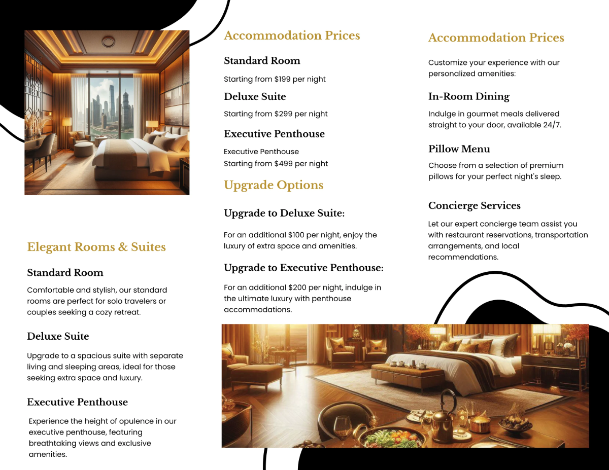 Free Hotel Room Brochure Template to Edit Online