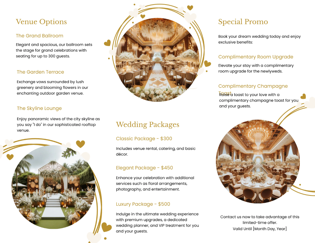 Free Hotel Wedding Brochure Template to Edit Online