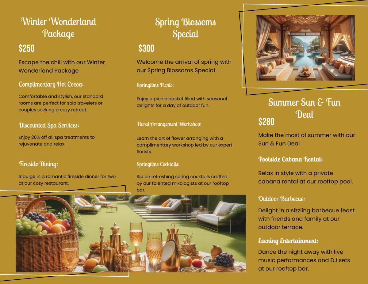 Free Hotel Seasonal Offers Brochure Template to Edit Online