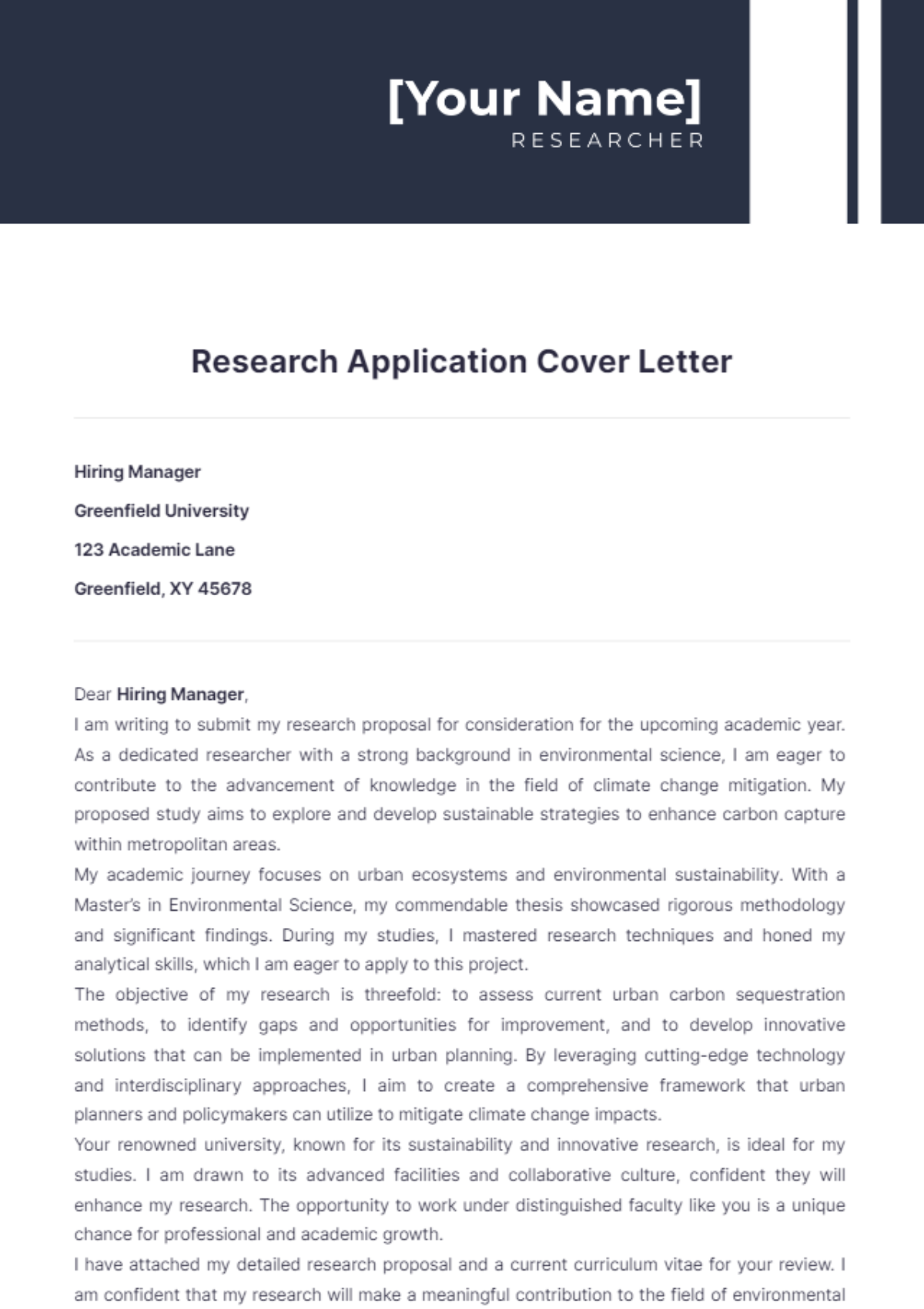 Research Application Cover Letter - Edit Online & Download