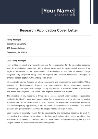 Free Research Application Cover Letter to Edit Online