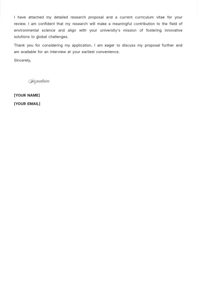 Free Research Application Cover Letter to Edit Online