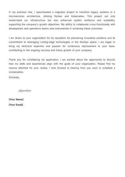 Free DevOps Engineering Cover Letter to Edit Online