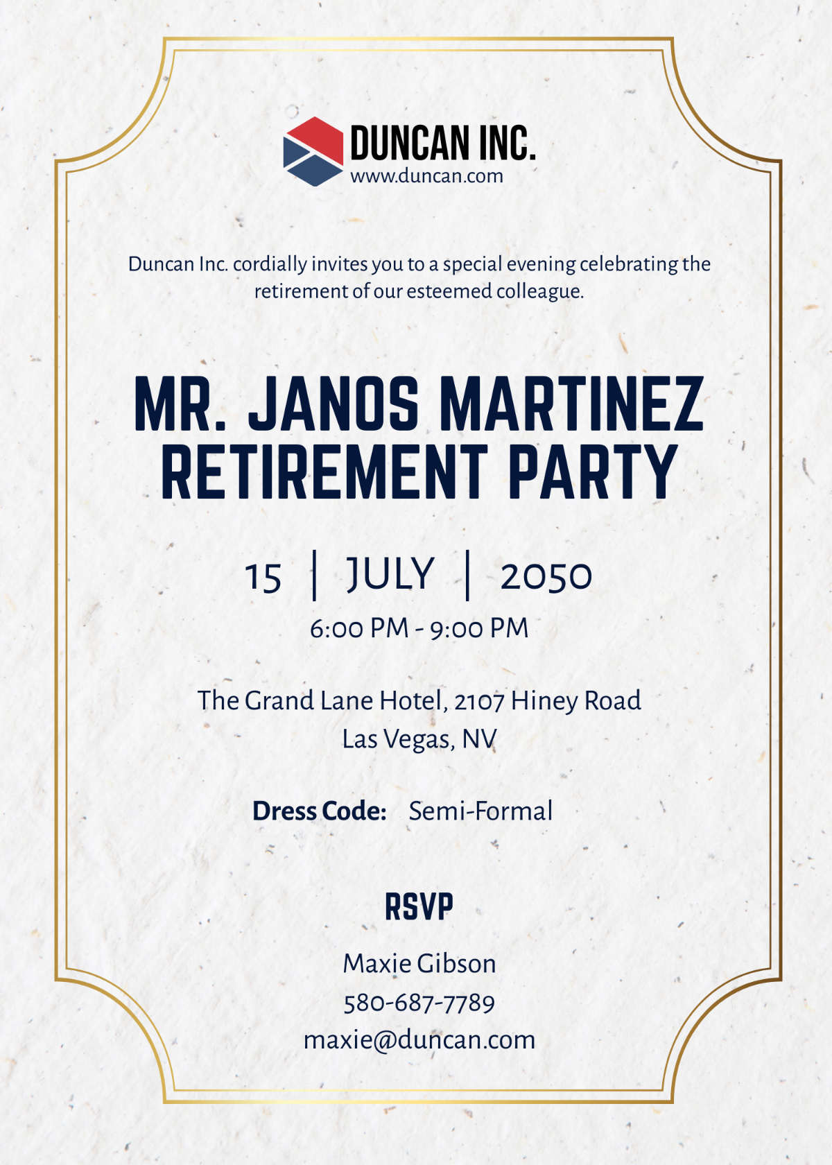 Company Retirement Event Invitation