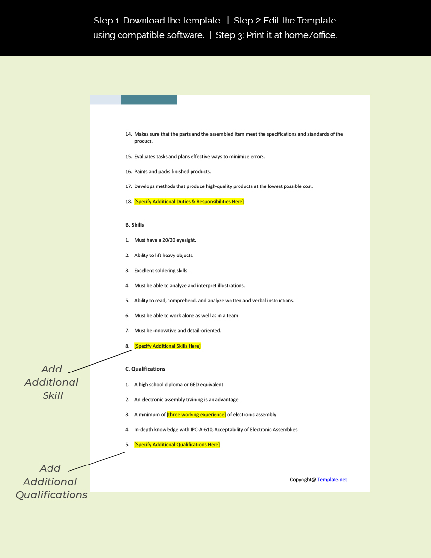 Free Mechanical Assembler Job Ad And Description Template Download In