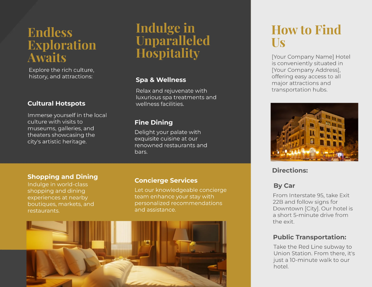 Free Hotel Destination Brochure Template to Edit Online
