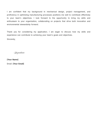 Free Senior Mechanical Engineering Cover Letter to Edit Online
