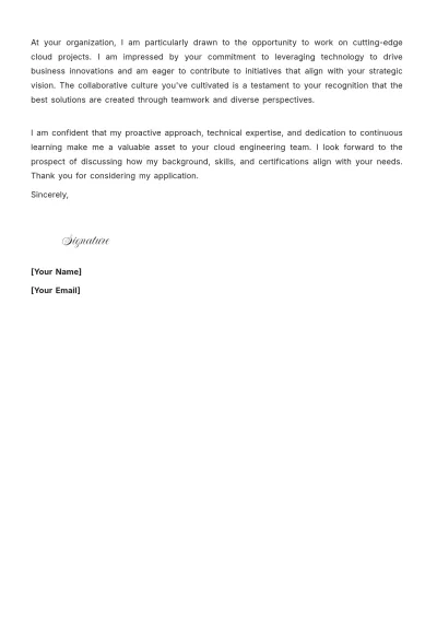 Free Cloud Engineering Cover Letter to Edit Online