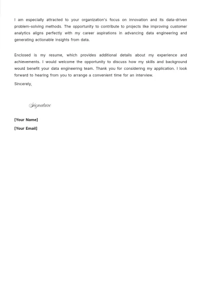 Free Data Engineering Cover Letter to Edit Online