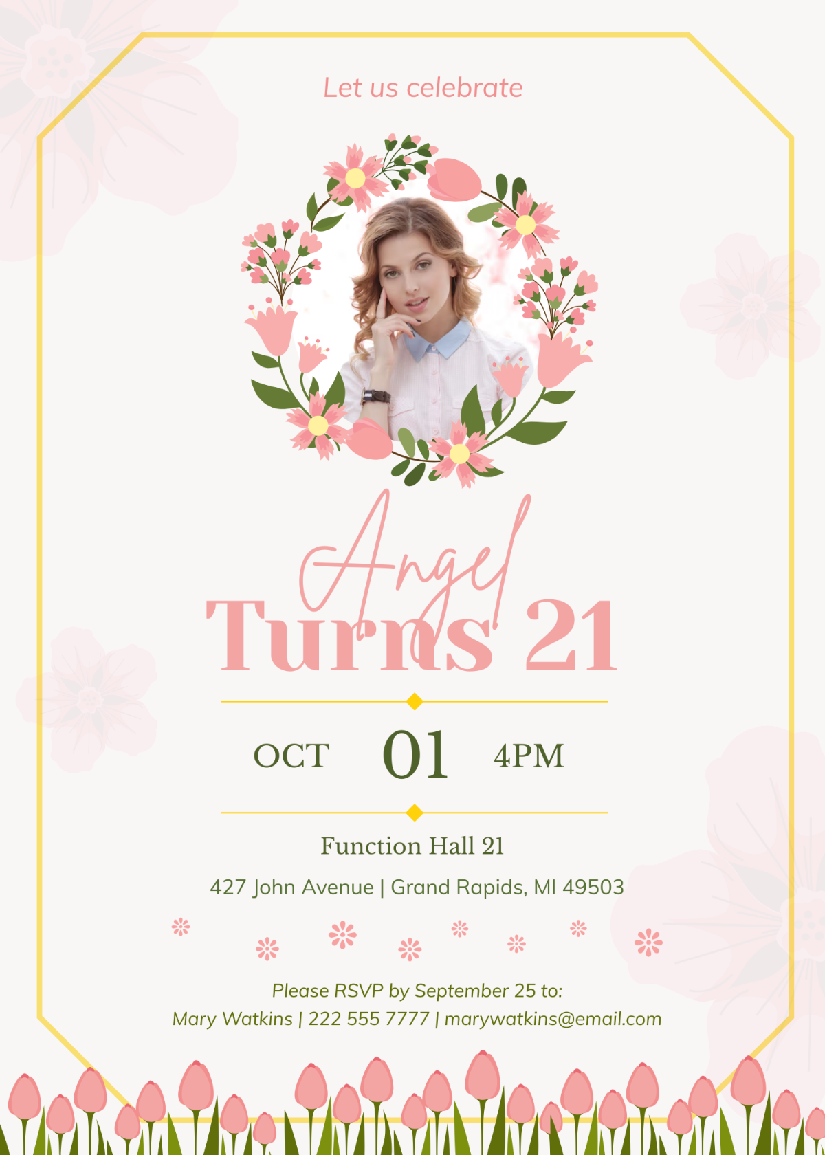 Floral 21st Birthday Invitation