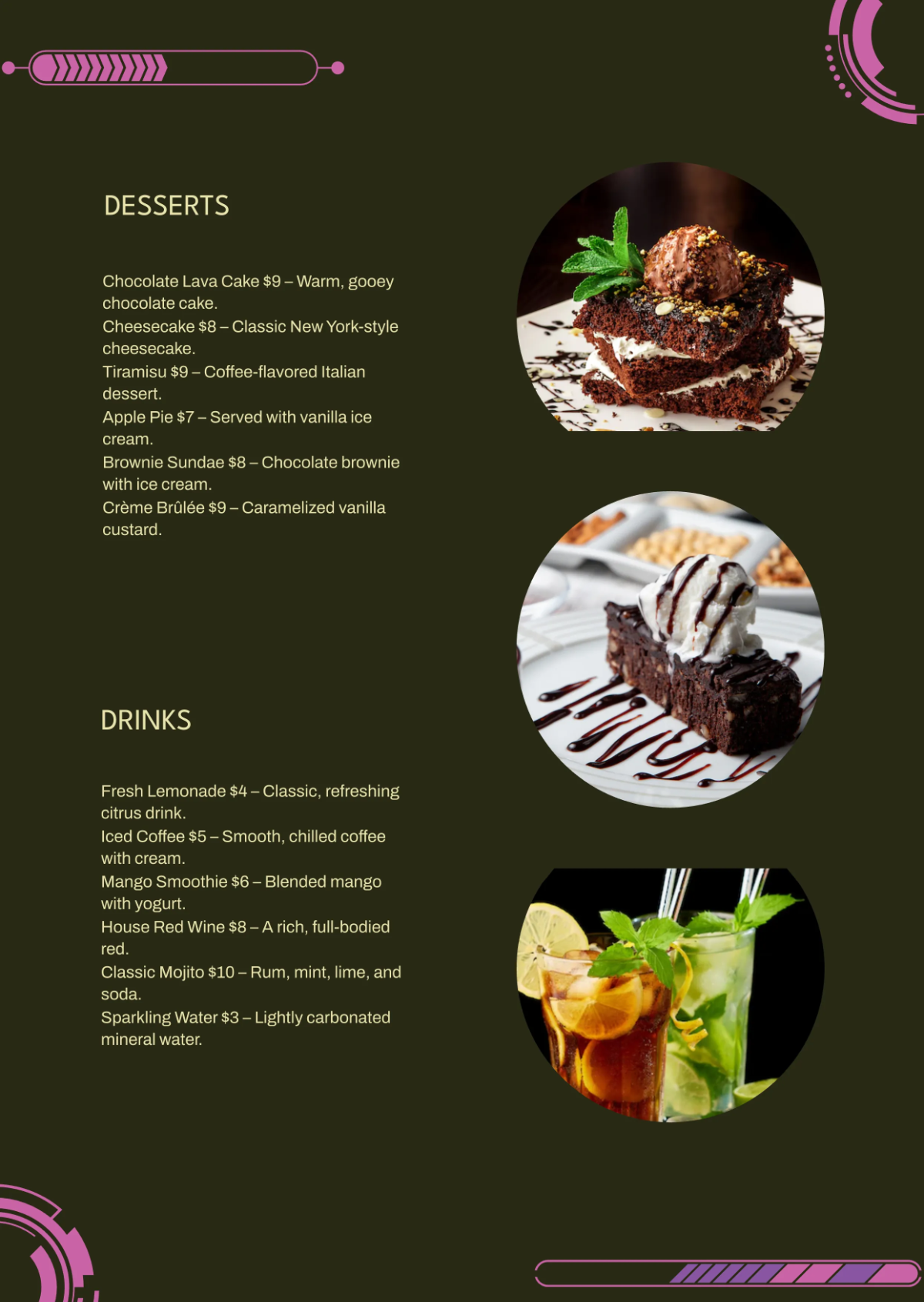 Free Futuristic Menu Template to Edit Online