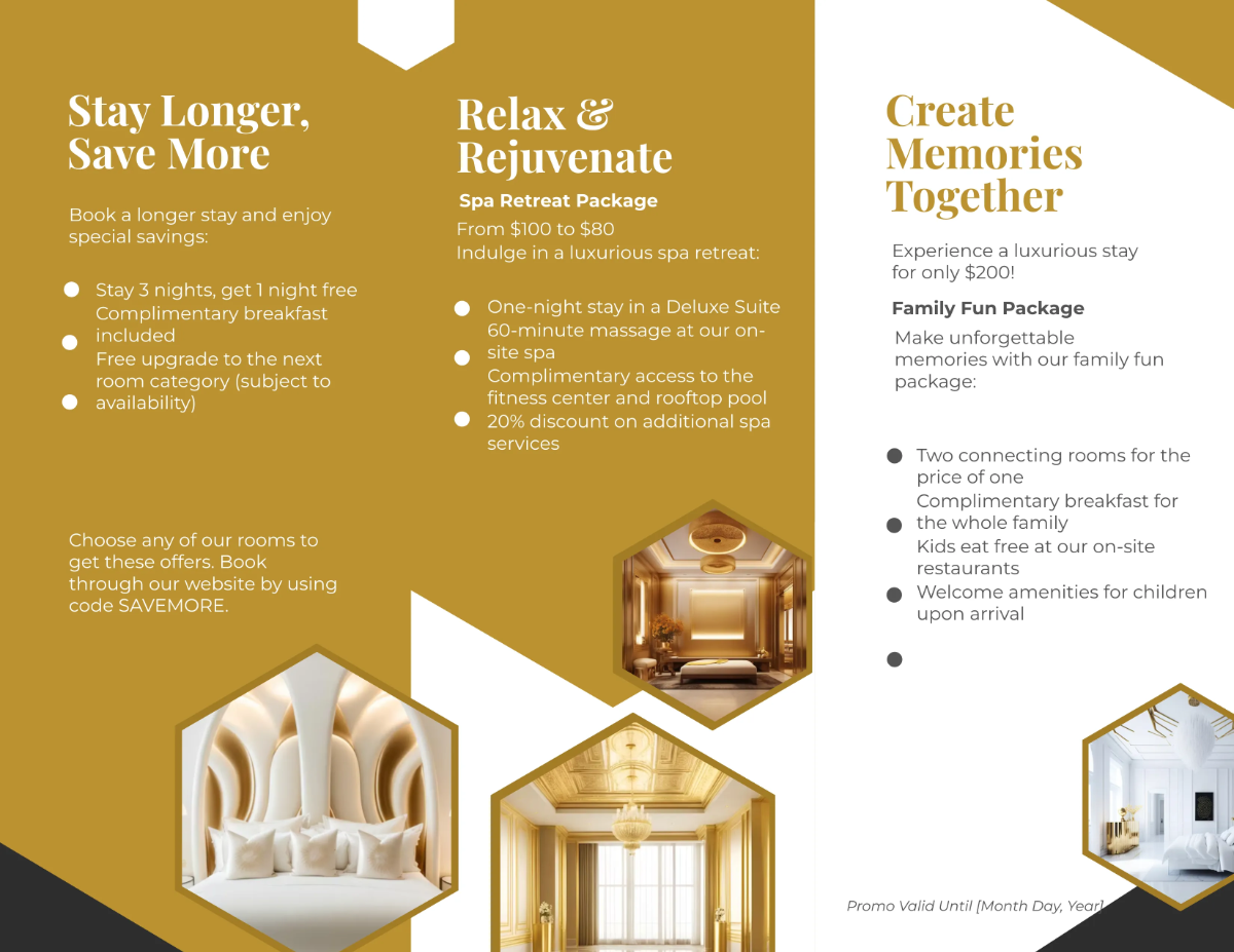Free Hotel Special Offers Brochure Template to Edit Online