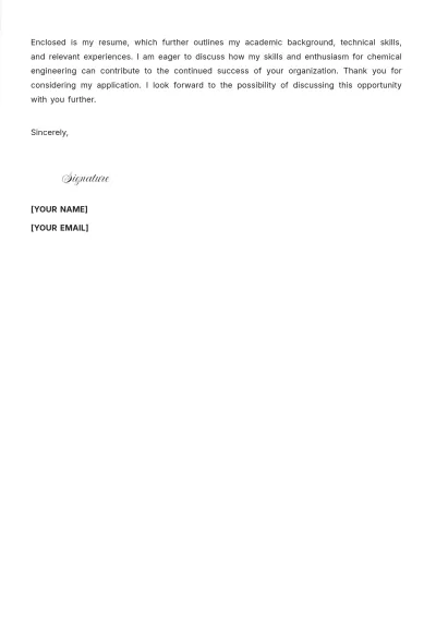 Free Chemical Engineering Cover Letter to Edit Online