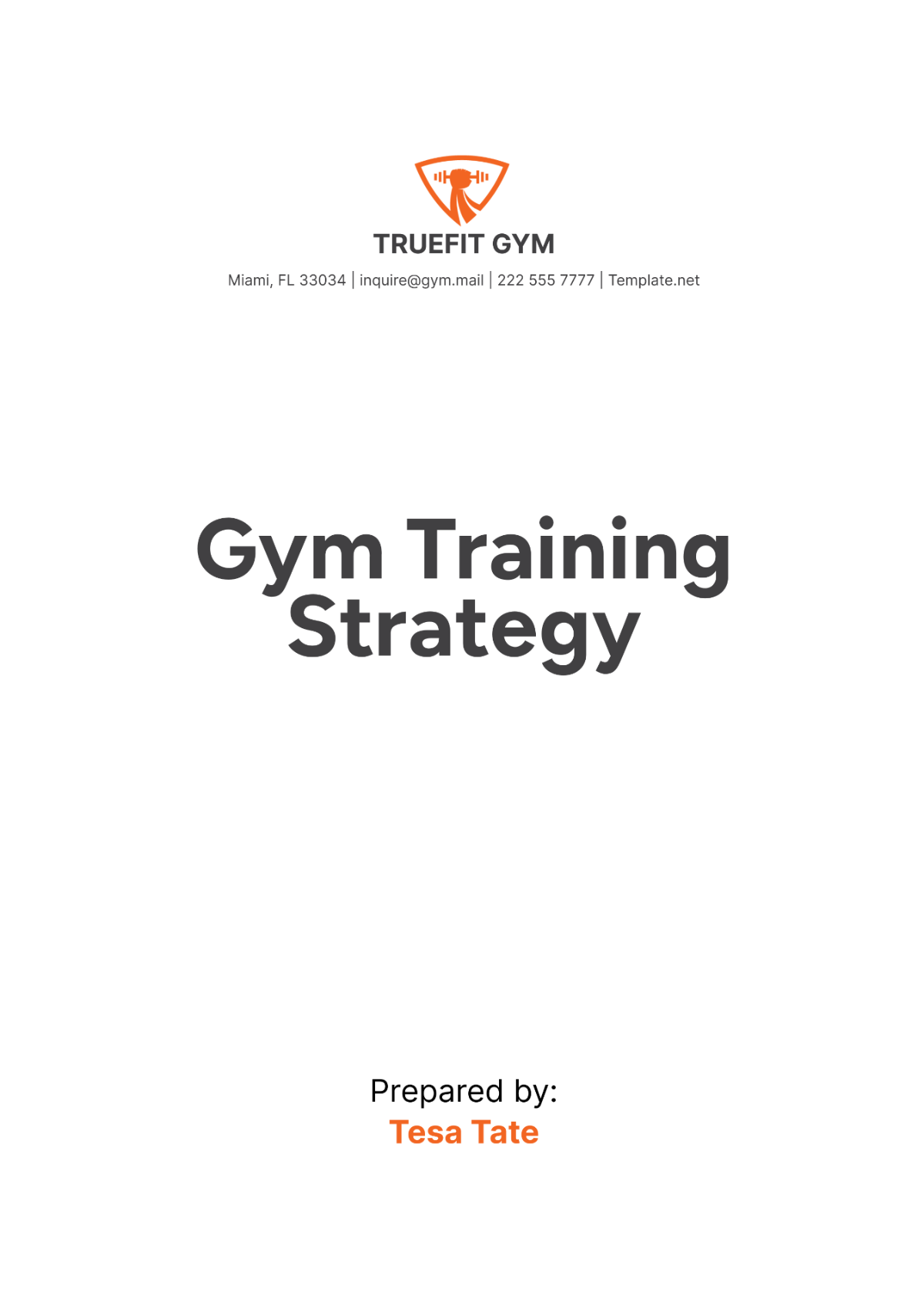 Gym Training Strategy Template - Edit Online & Download