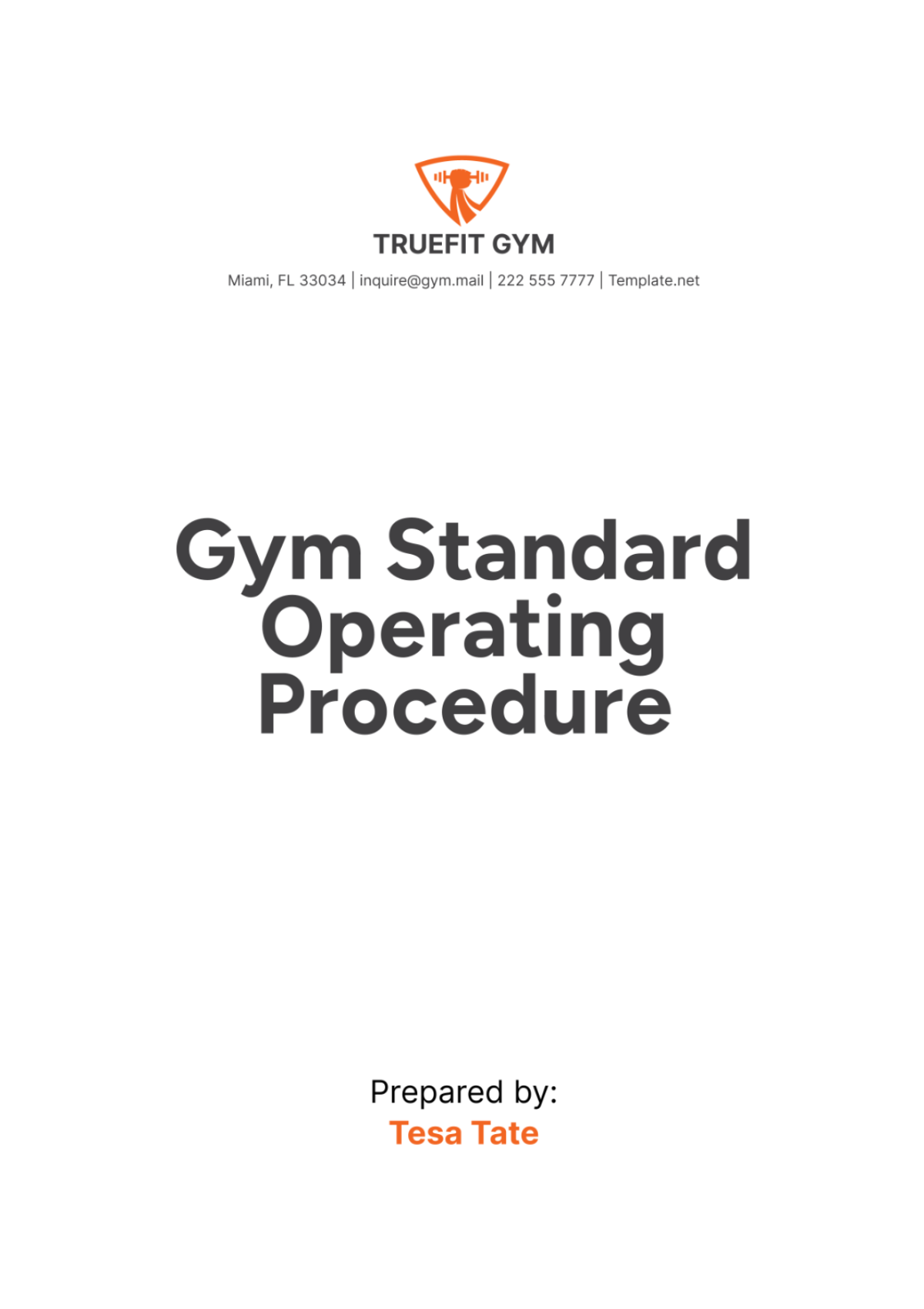 Gym Standard Operating Procedure Template - Edit Online & Download