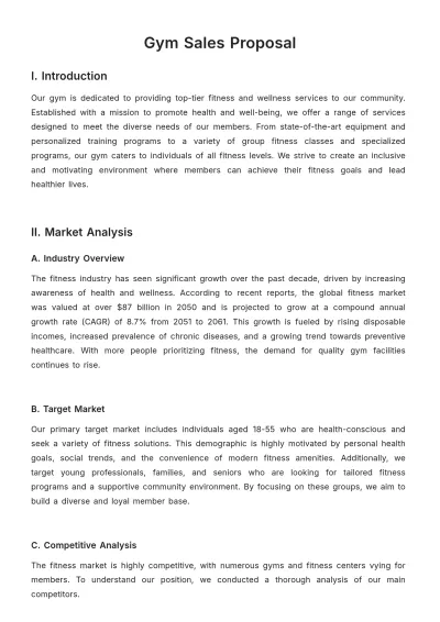 Free Gym Sales Proposal Template to Edit Online