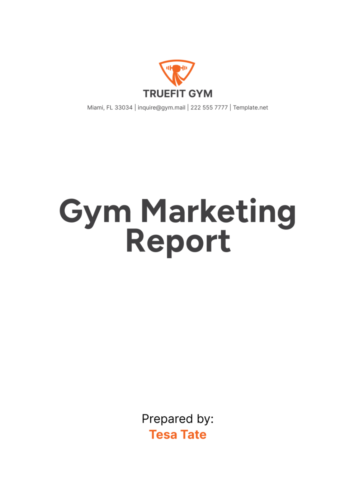 Gym Marketing Report Template - Edit Online & Download