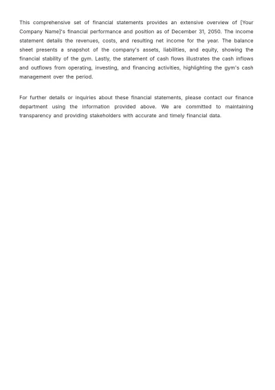 Free Gym Financial Statement Template to Edit Online