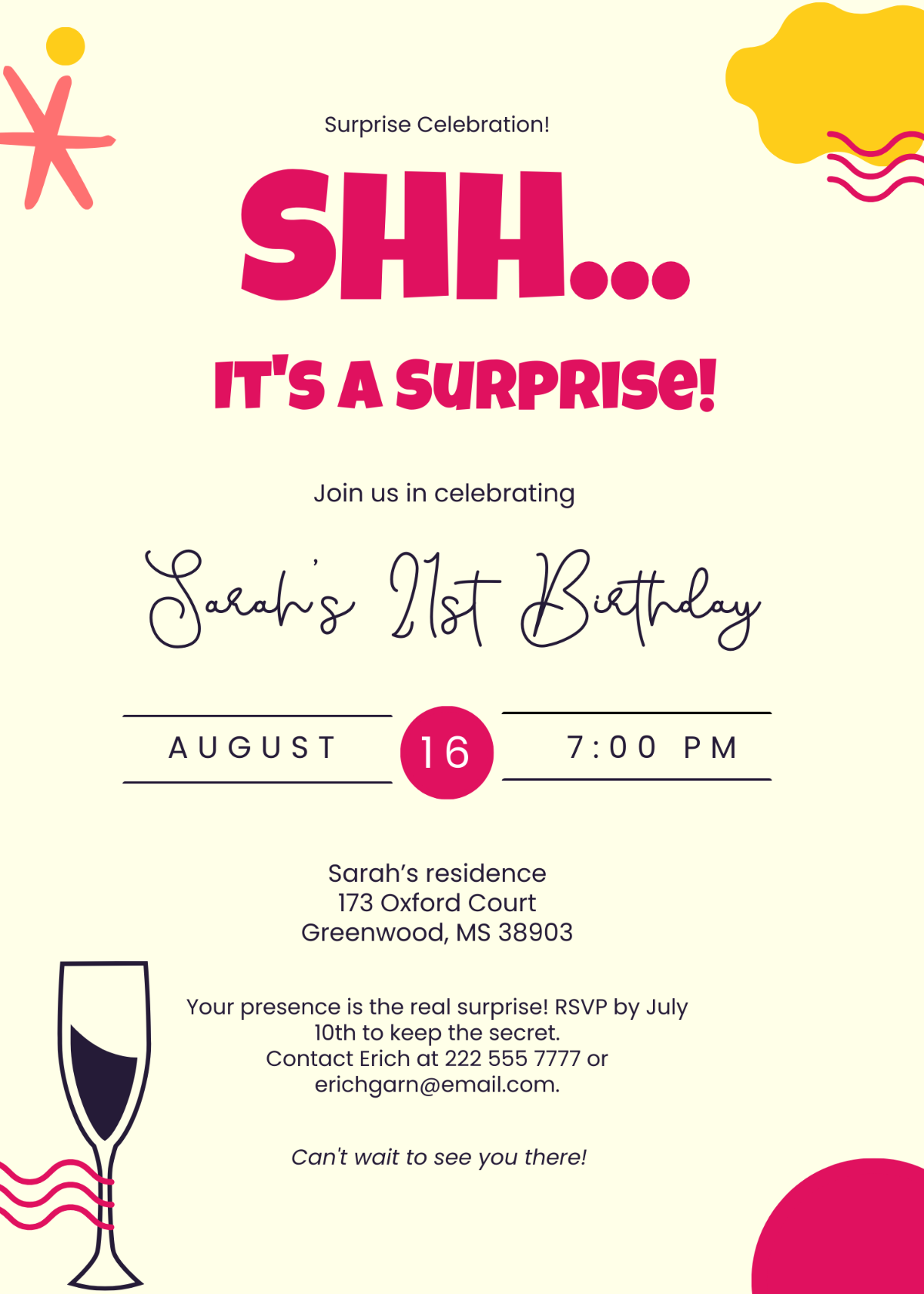 Surprise 21st Birthday Invitation