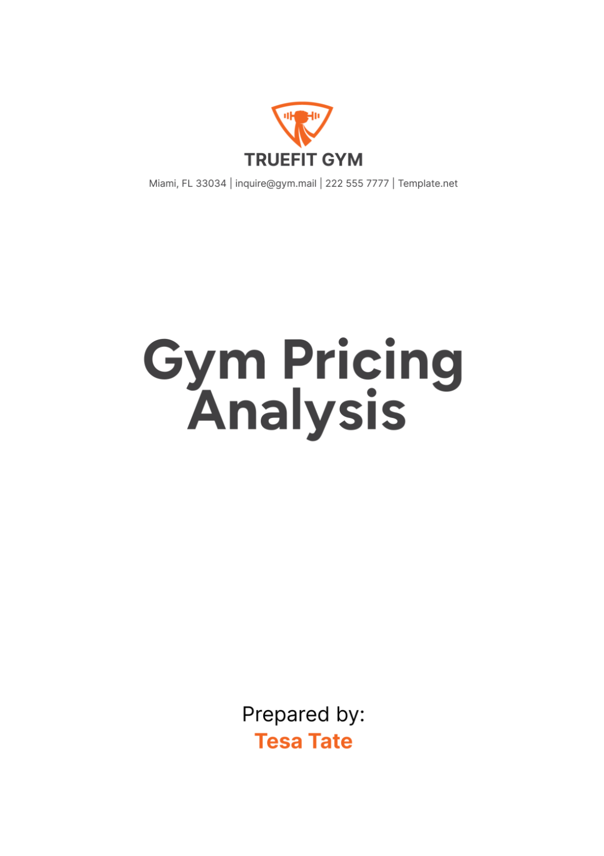 Gym Pricing Analysis Template - Edit Online & Download