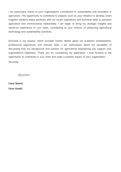 Free Agricultural Engineering Cover Letter to Edit Online