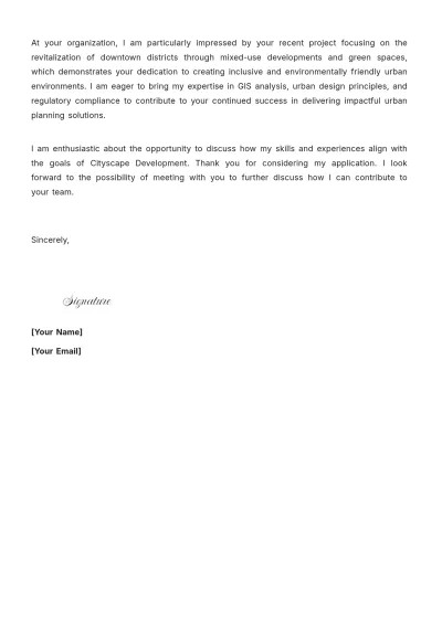 Free Urban Planning Engineering Cover Letter to Edit Online