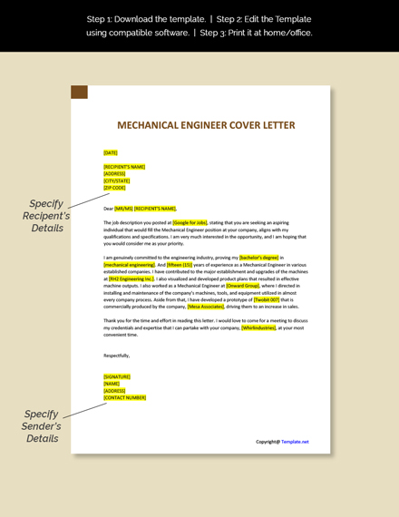  Mechanical Engineer Cover Letter Template