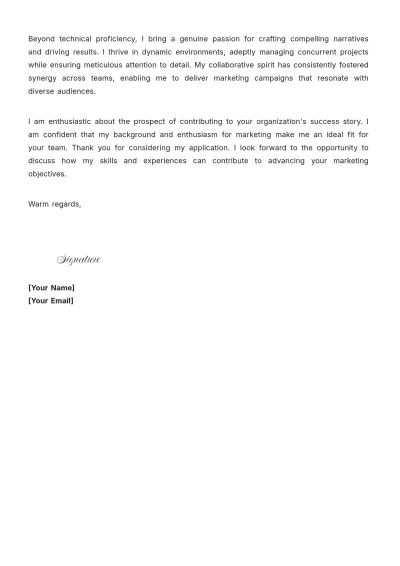 Free Marketing Application Cover Letter to Edit Online