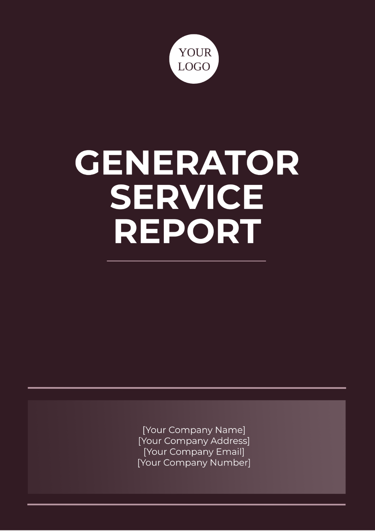 Free Generator Service Report Template