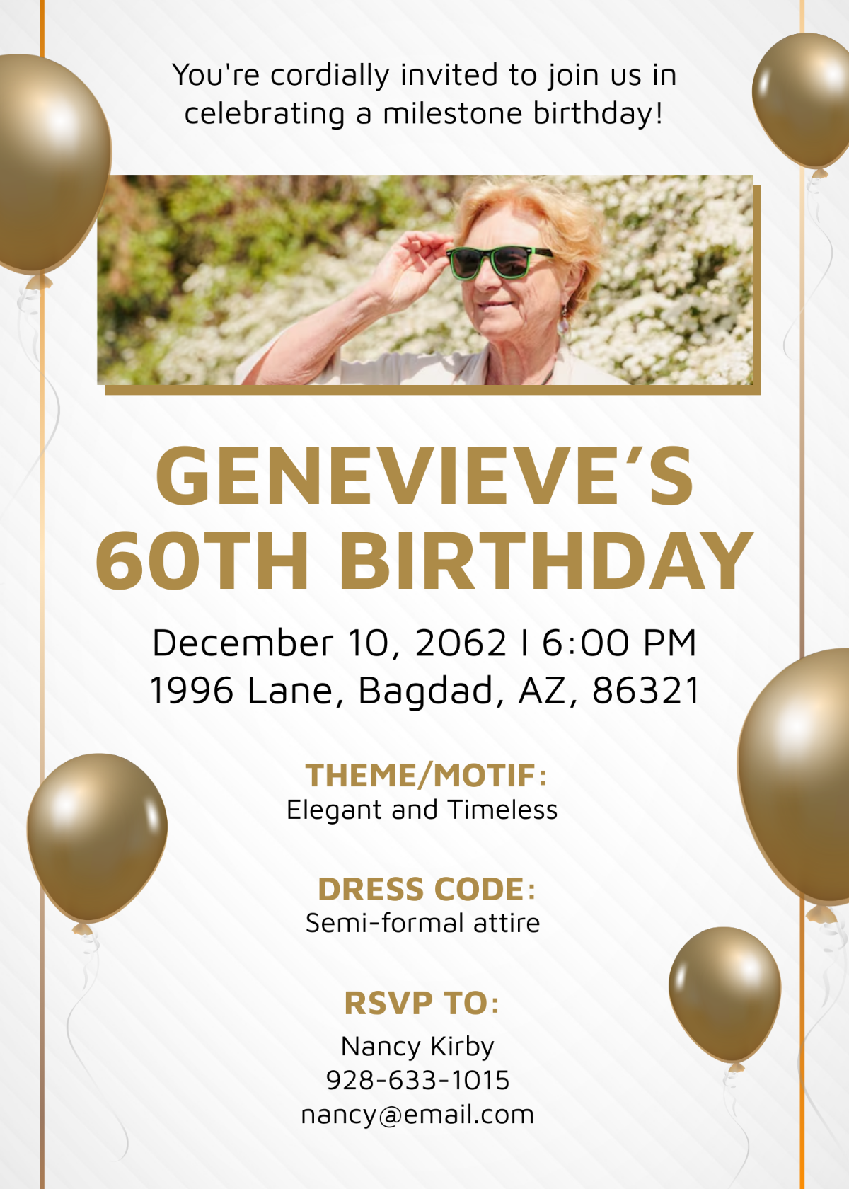 60th Birthday Invitations for Her