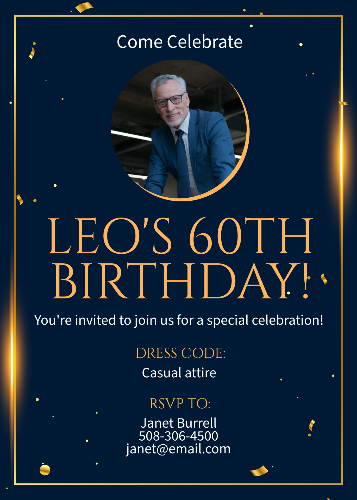 60th Birthday Invitations for Him