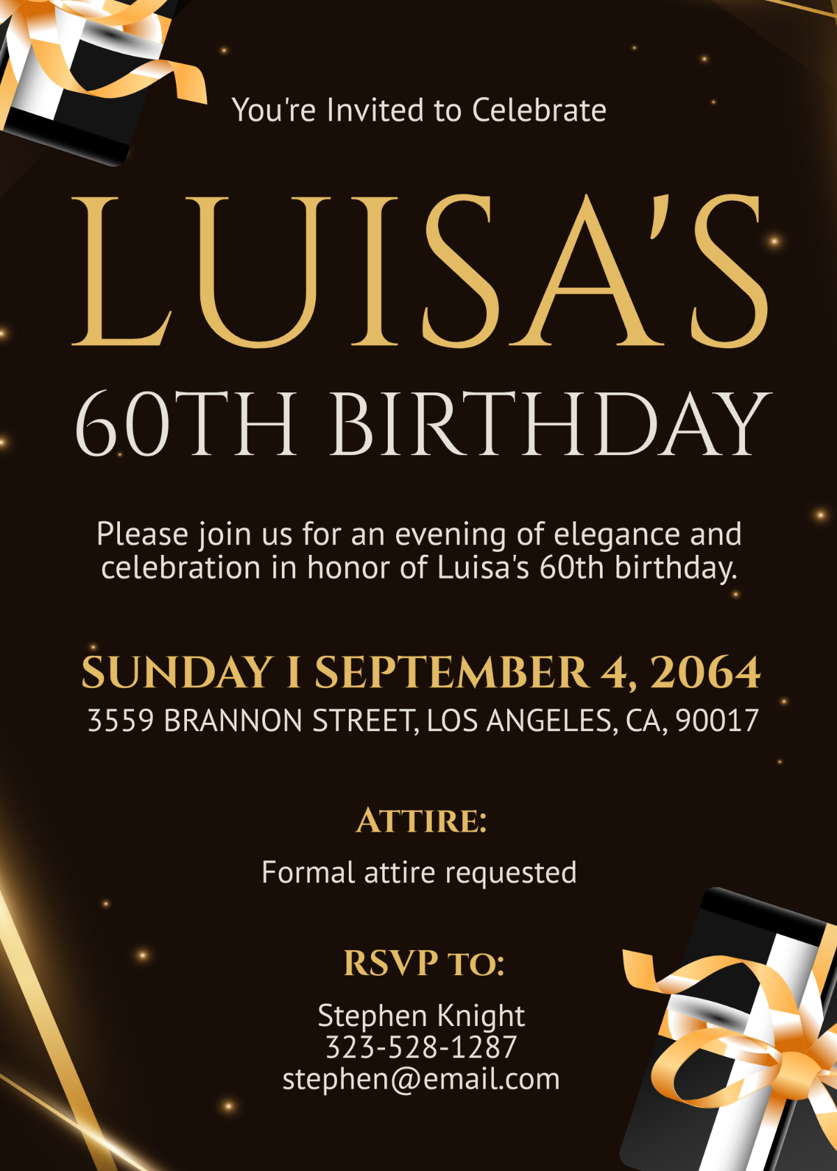 Elegant 60th Birthday Invitation