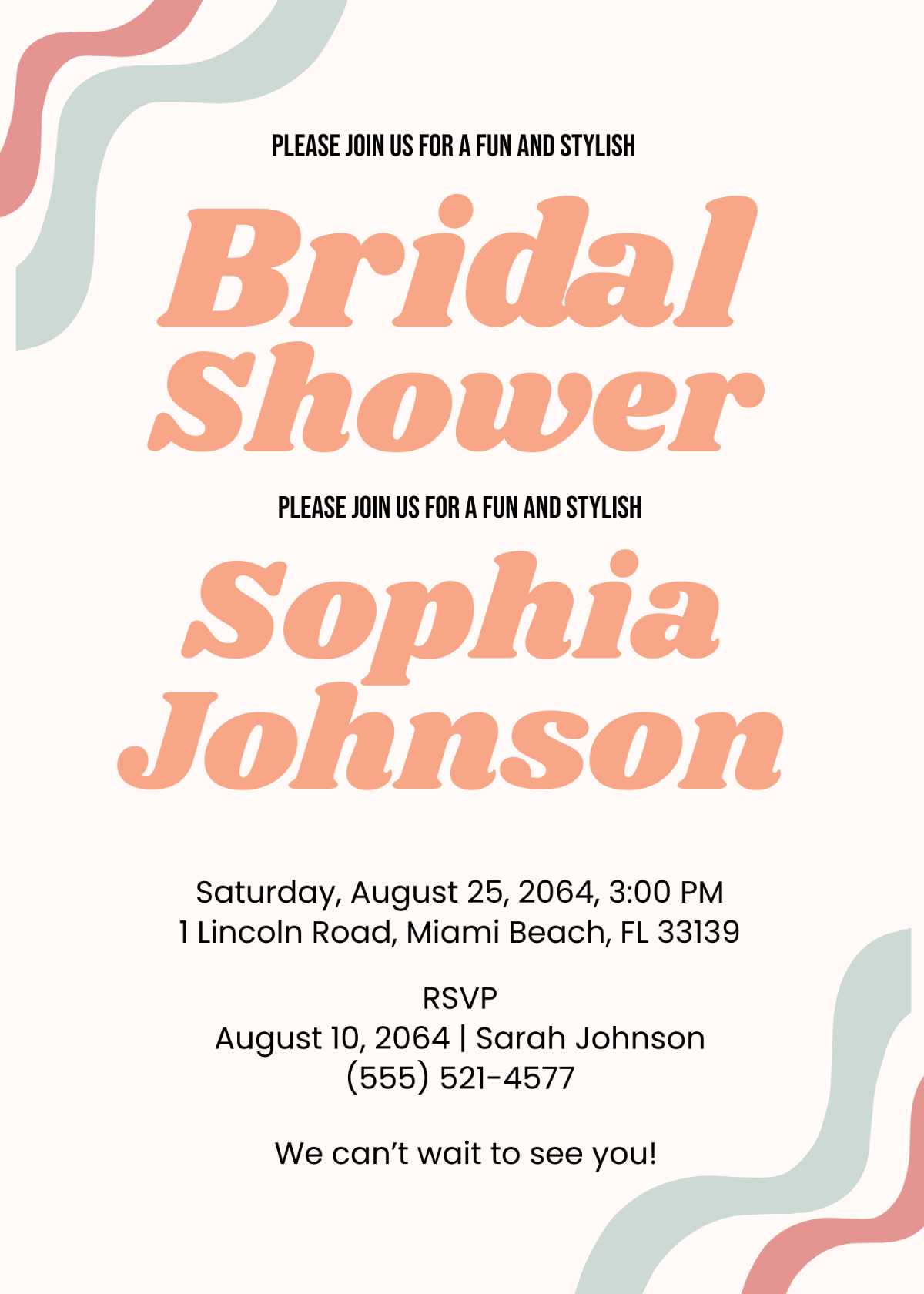 Wavy Bridal Shower Invitation