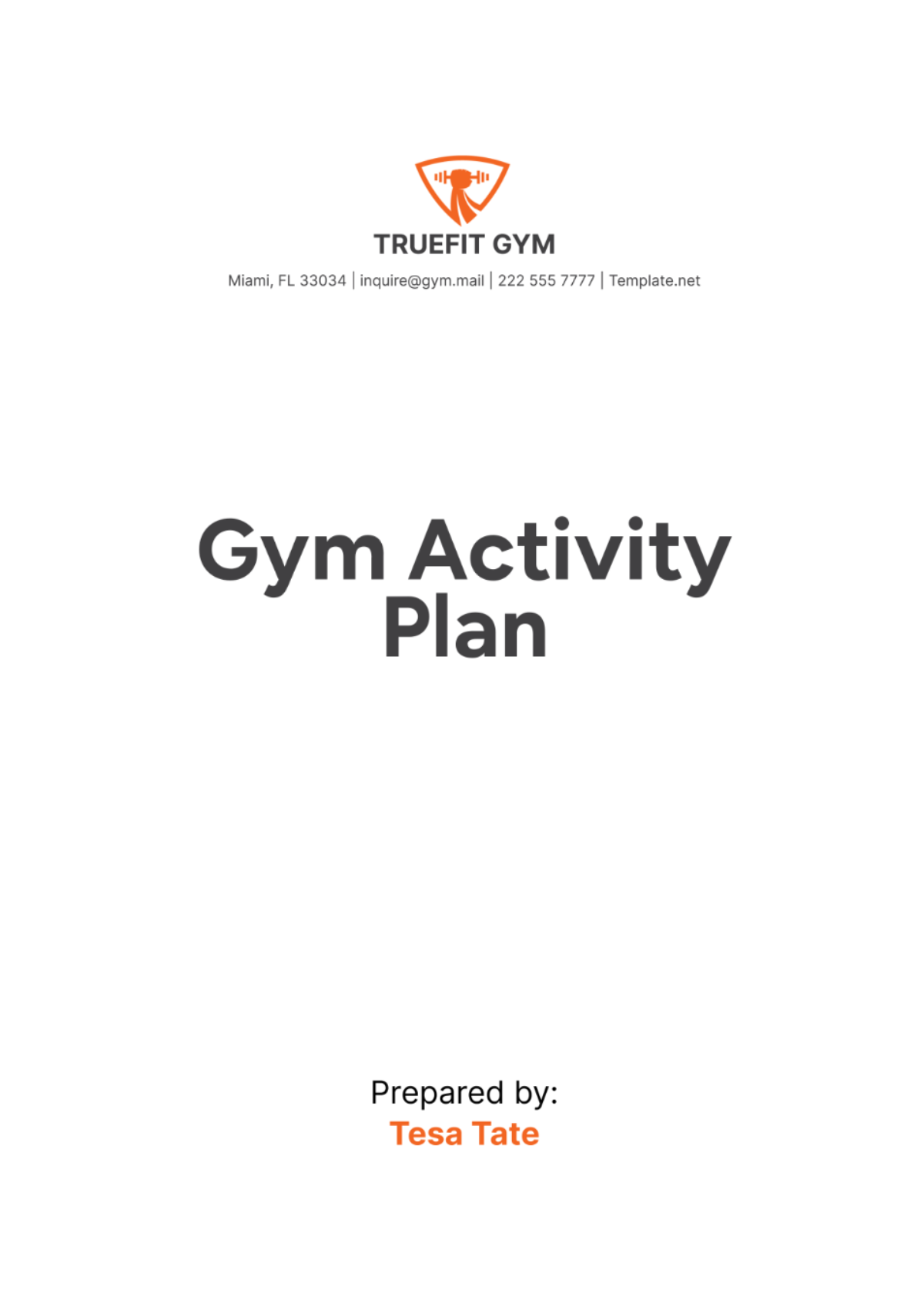 Gym Activity Plan Template - Edit Online & Download