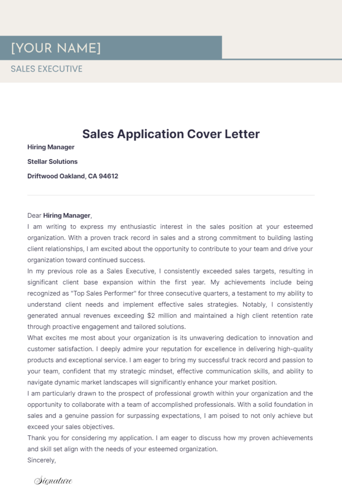 Sales Application Cover Letter - Edit Online & Download