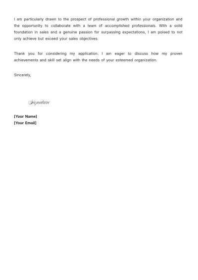 Free Sales Application Cover Letter to Edit Online