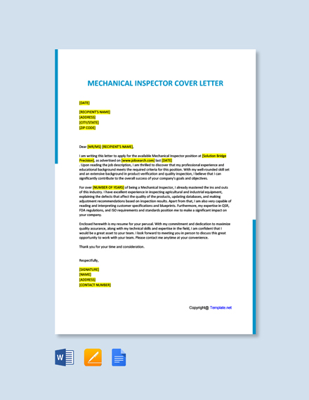 9 Inspector Cover Letter Templates Free Downloads Template