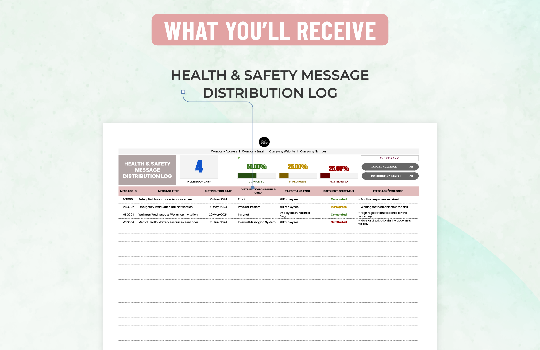 Health & Safety Message Distribution Log Template