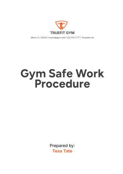 Free Gym Safe Work Procedure Template to Edit Online