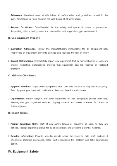 Free Gym Safe Work Procedure Template to Edit Online