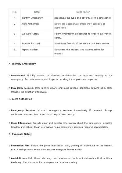 Free Gym Safe Work Procedure Template to Edit Online