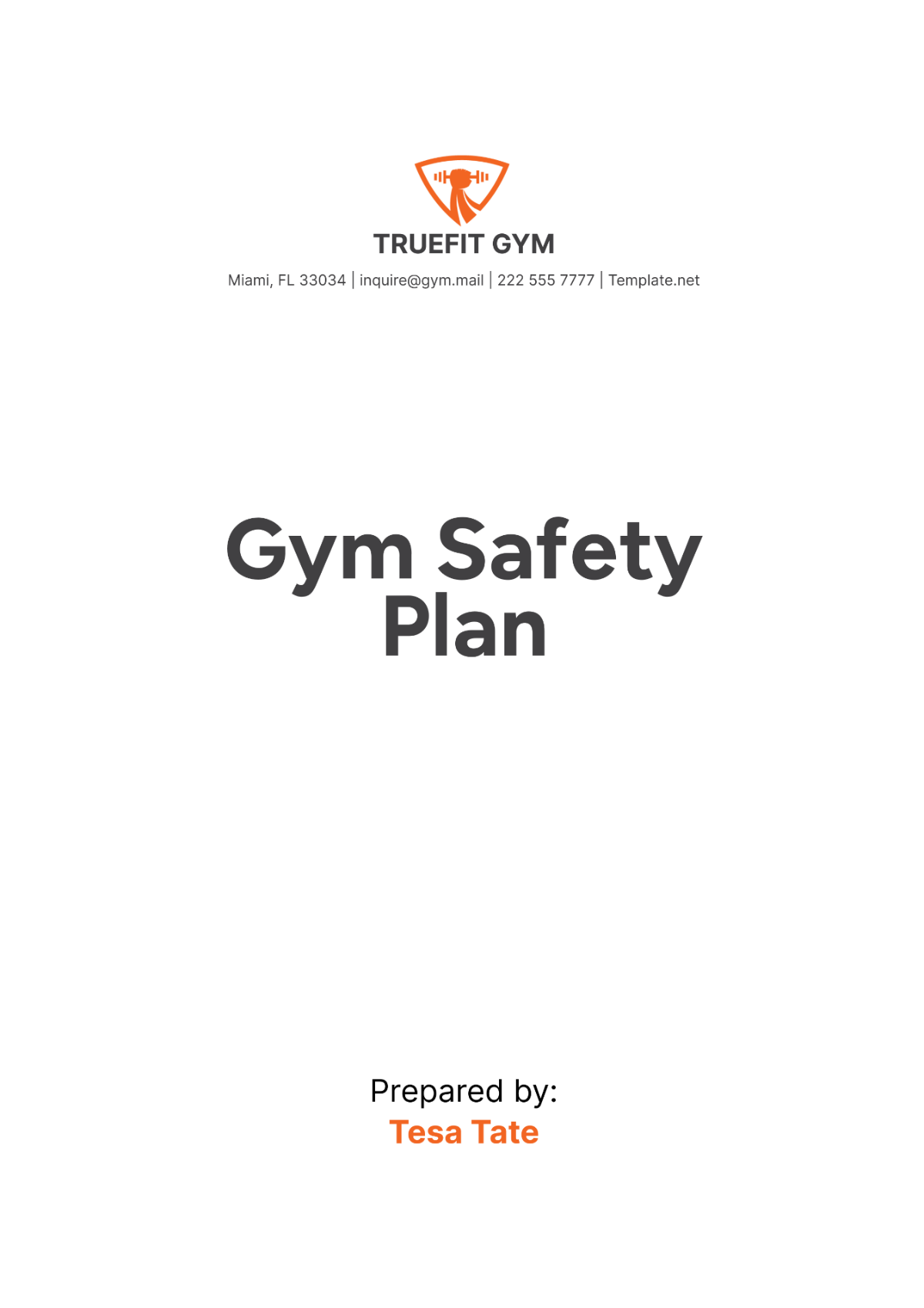 Gym Safety Plan Template - Edit Online & Download