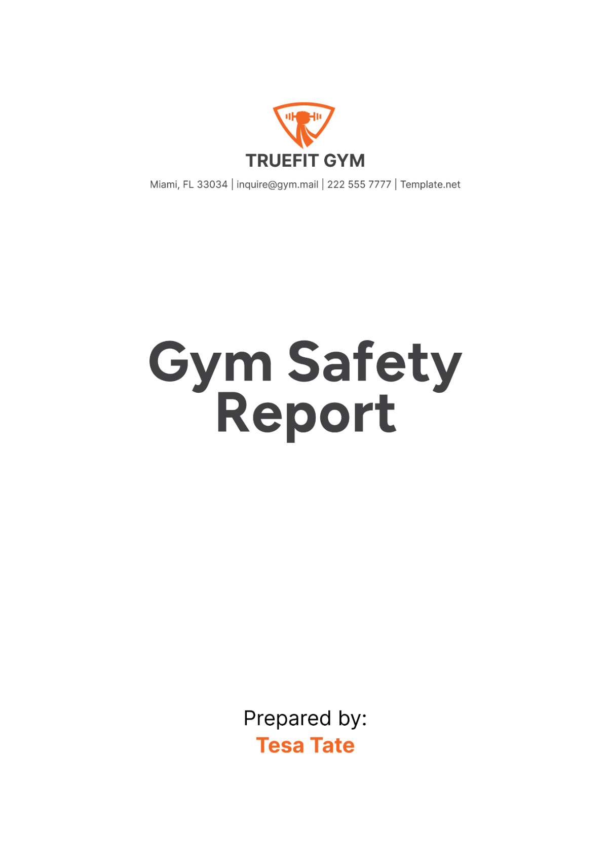 Gym Safety Report Template - Edit Online & Download